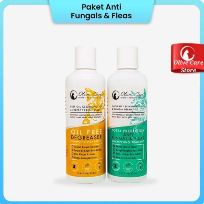 Promo Olive Care Paket Shampo Kucing Anti Fungal Fleas Shampoo Jamur