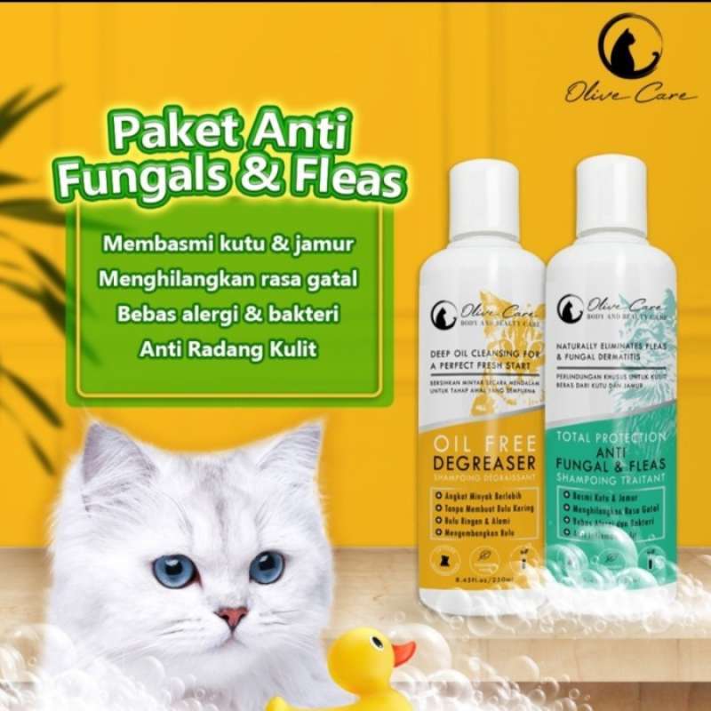 Promo Olive Care Paket Shampo Kucing Anti Fungal Fleas Shampoo Jamur
