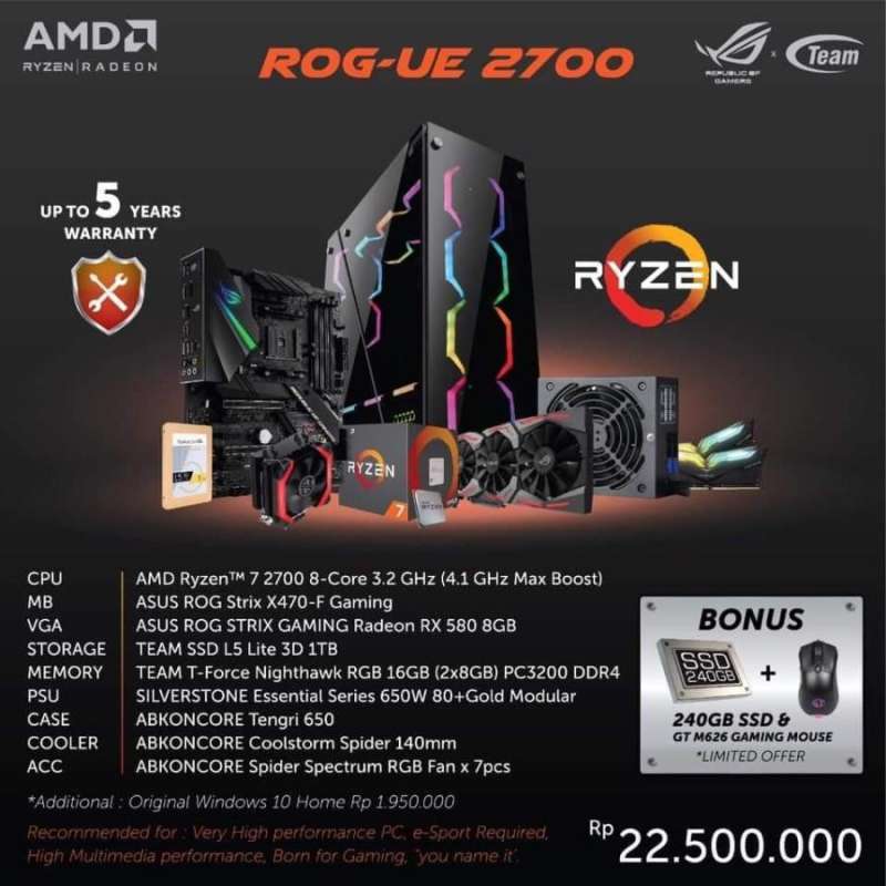 Jual ROGUE 2700 KOMPUTER DESKTOP GAMING DESIGN MULTIMEDIA OFFICE
