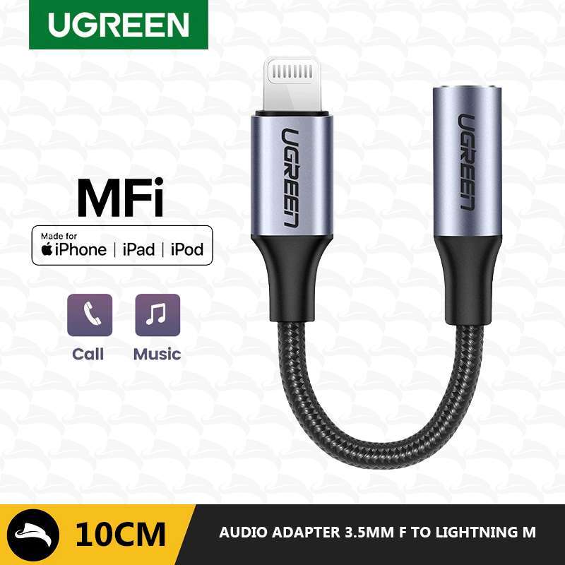 Jual UGREEN 30756 LIGHTNING AUDIO ADAPTER CONNECTOR MFI EARPHONE IPHONE