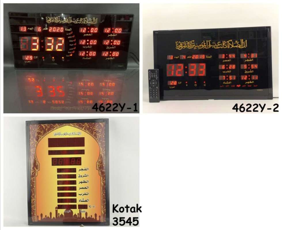Jual Jam Azan Digital 4622Y2 Merah Otomatis Jam Azan dinding Masjid