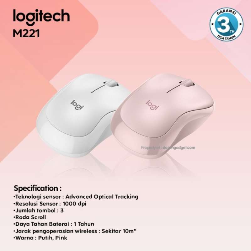 Jual Logitech Silent Mouse Wireless M221 Original Garansi Resmi