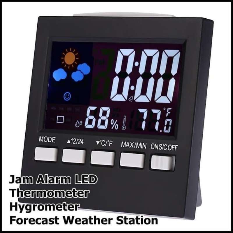 Jual Jam Alarm LED Thermometer Hygrometer Forecast Weather Station