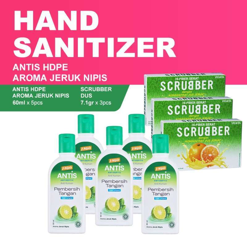 â Antis Jeruk Nipis Gel Hdpe 5x60ml & Scrubber Jeruk Dus 6