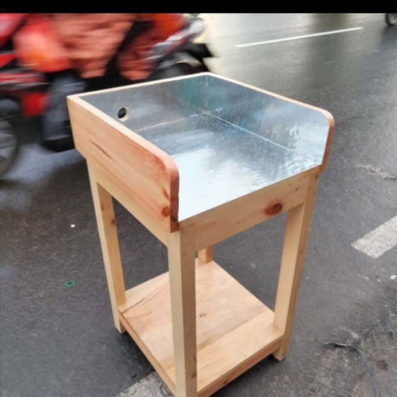 Jual MEJA KOMPOR LAPIS ALUMUNIUM DUA SUSUN/MEJA KOMPOR KAYU di Seller