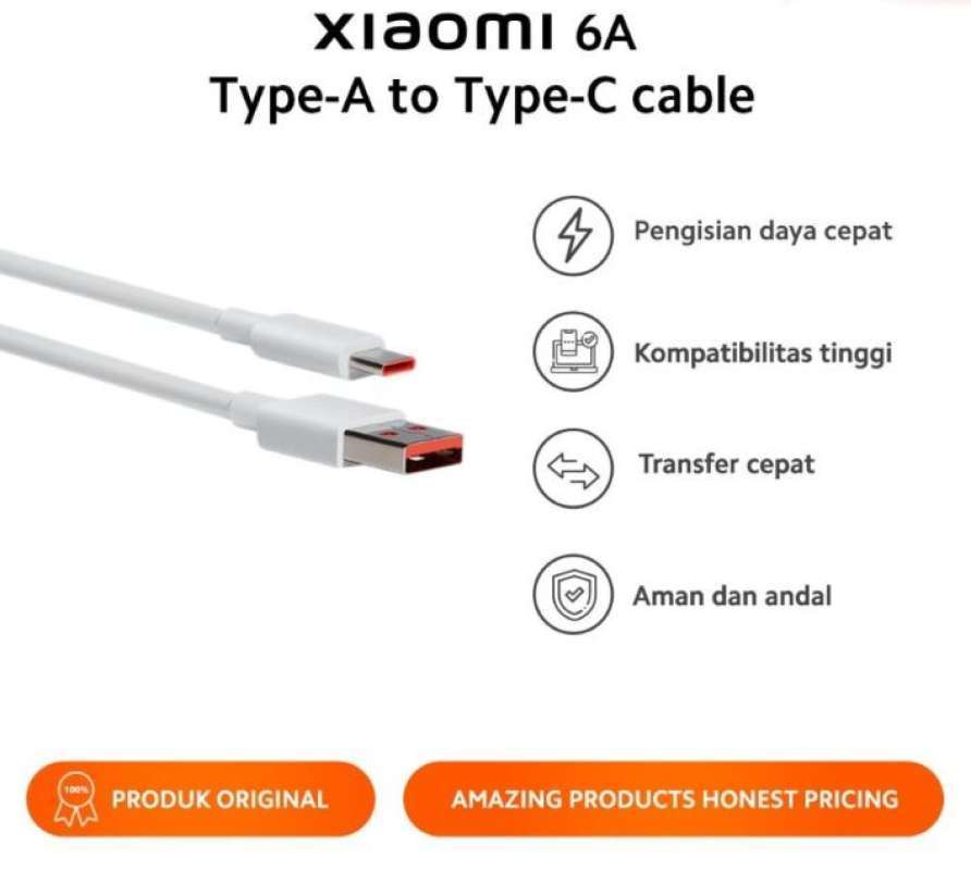 Jual Xiaomi Kabel Type-A to Type-C 6A Fast Charging di Seller edp29 ...