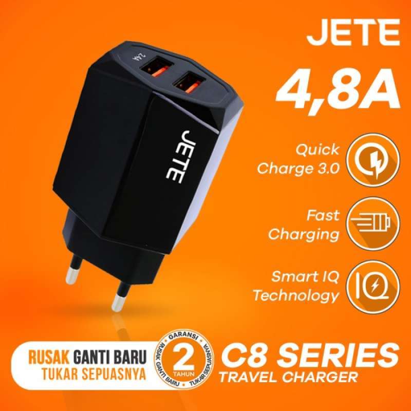 Promo Adapter Charger Jete C8 Dual Output Quick Charge 3.0