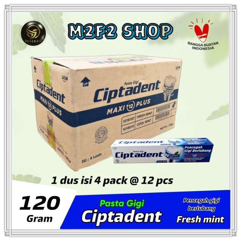 Promo Pasta Gigi Ciptadent Maxi 12 Plus Fresh Mint 120 gr (Kemasan