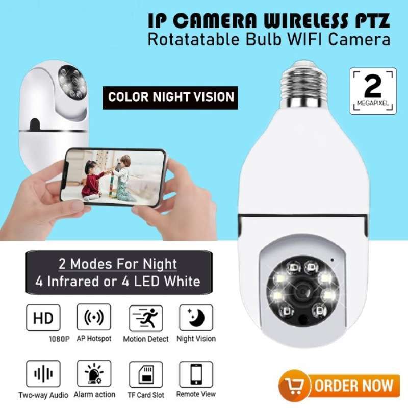Jual Ip Camera Wireless Ptz Rotating Light Bulb With Night Vision 4ir