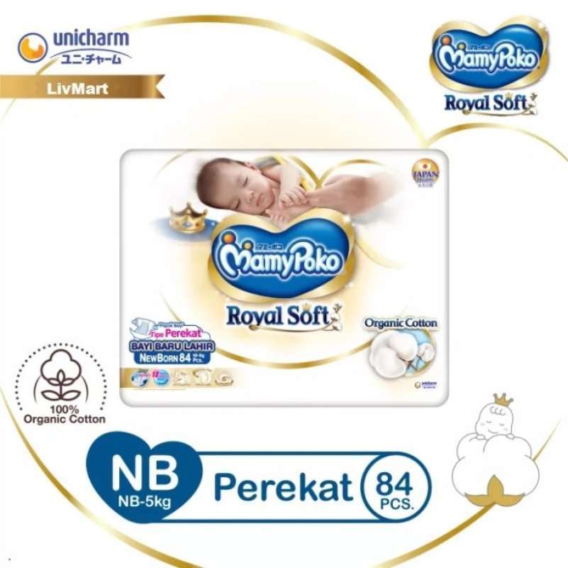 Promo MamyPoko Royal Soft NB 84 TAPE NewBorn Perekat Diskon 33% di