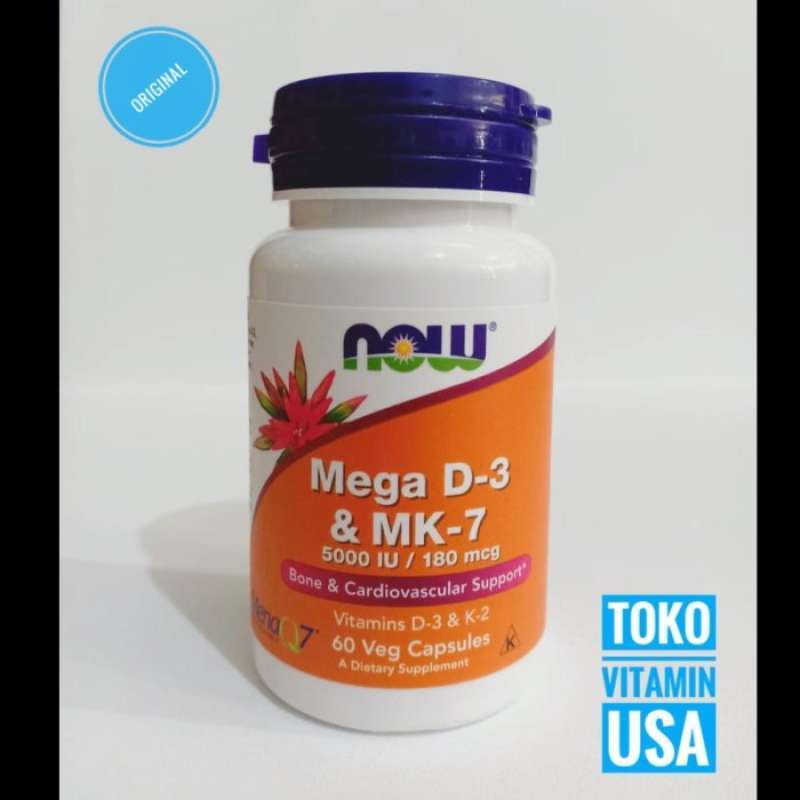 Promo Now Foods Mega Vitamin D3 Mk7 5000 Iu 180 Mcg, 60 Veg Capsules