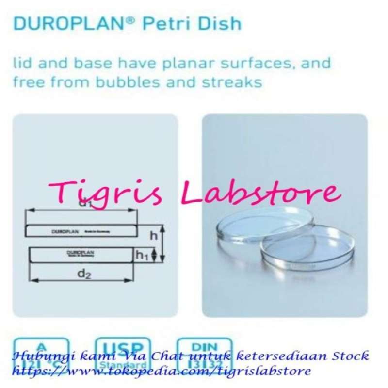 Promo Duran Petri Dish DUROPLAN 100mL 217554607 Tigrislab Diskon 23 di