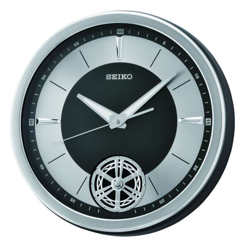 Promo Seiko QXC240 Aluminium Quiet Sweep Rotating Pendulum Wall Clock