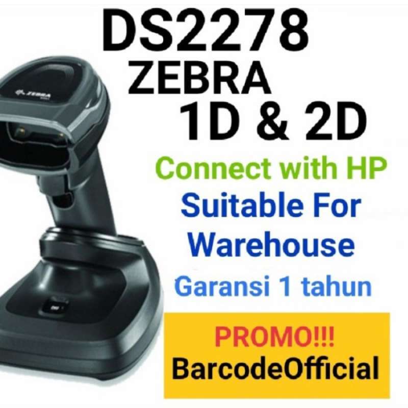 Jual Zebra Barcode Scanner Ds2278 Wireless Bluetooth 1d, 2d Qr Code Di