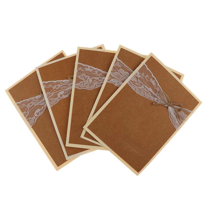 Jual Lace Paper Wedding Invitation Cards Letters with Pack of 5pcs di
