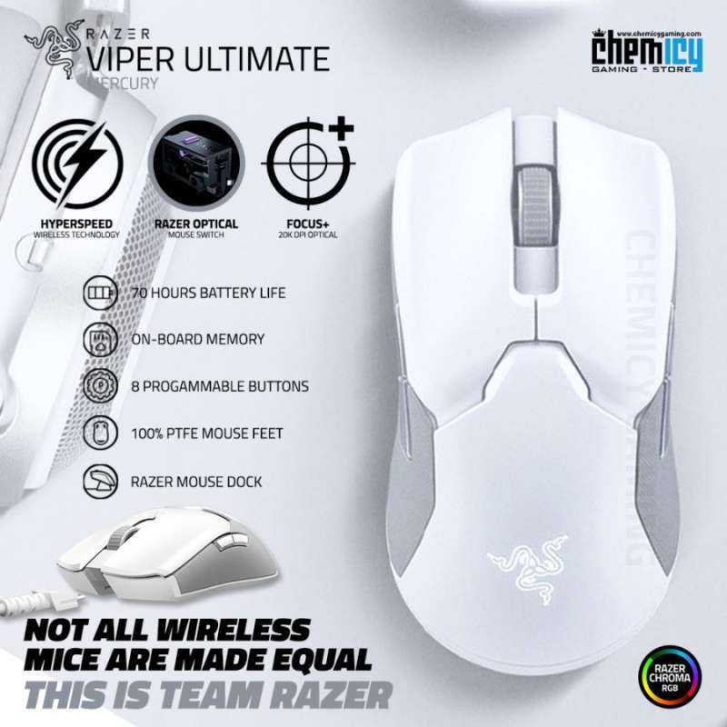 Jual Razer Viper Ultimate Mercury White Hyperspeed Wireless Gaming