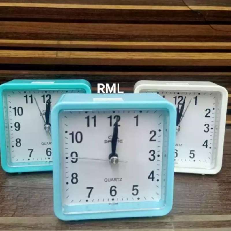 Promo JAM WEKER BEKER ALARM MINI MODEL KOTAK DAN BULAT BISA SABLON