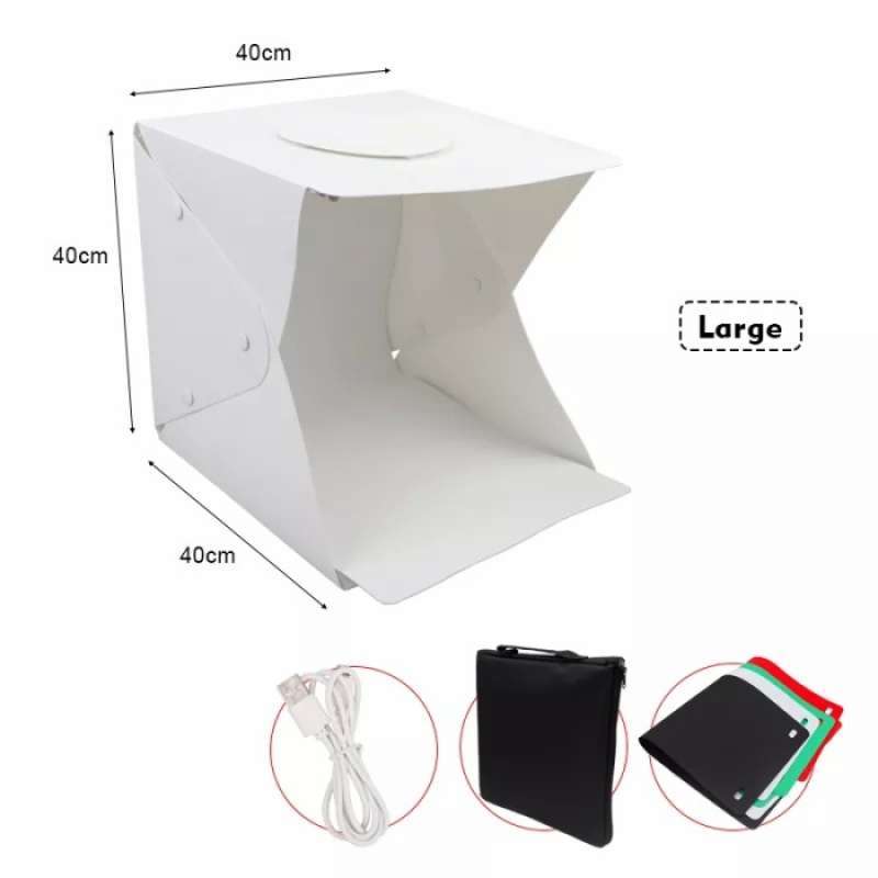 Jual MINI PHOTO STUDIO BOX LARGE 40X40 PORTABLE LED FOTO PRODUK di