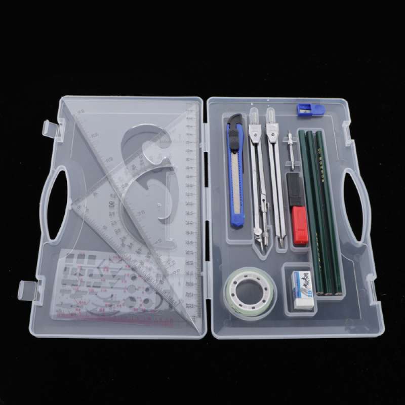 Promo 16Pc Compass Protractor Triangle Rulers Set Math Drafting Drawing