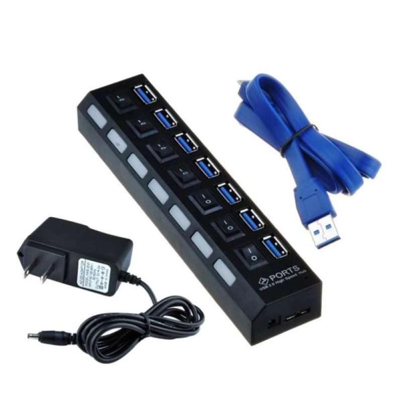 Jual 7-port Usb 3.0 Multi Charger Hub + High Speed Adapter On/off ...