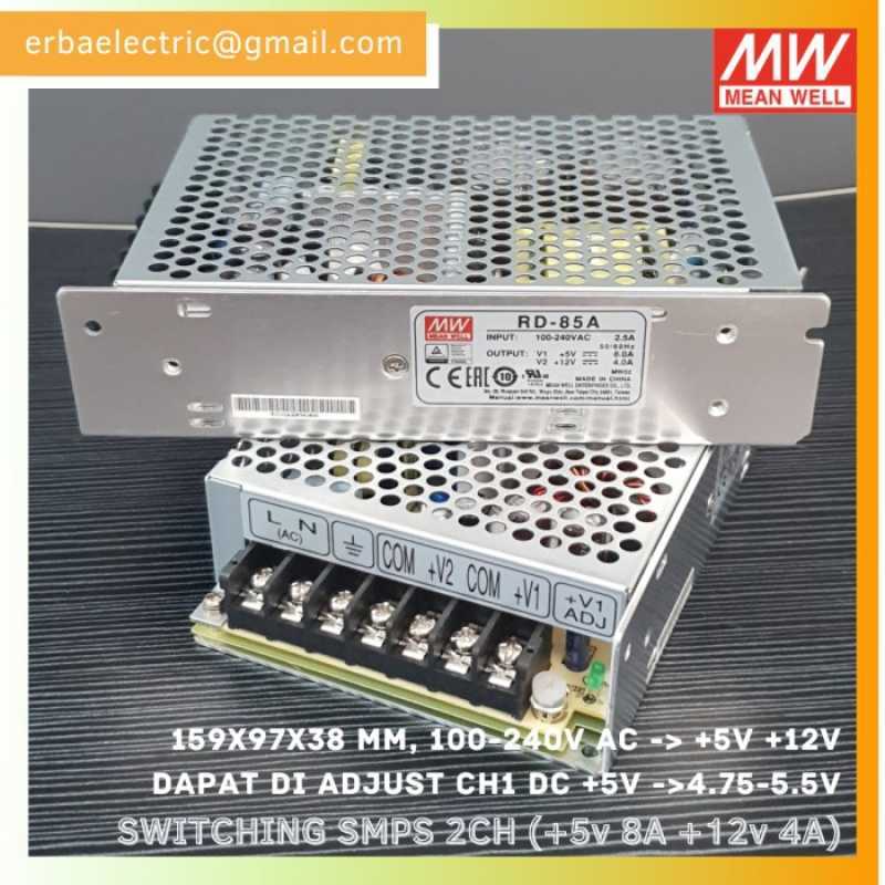Alimentation à Découpage Mean Well RD-50B-5 - 50W, 5V 4A, Entrée 85-264V AC, Sortie DC, Métal