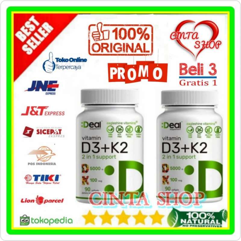 Promo DEAL VITAMIN D3 + K2 5000 IU VIT D3 5000IU K2 100 MG ISI 90 ...