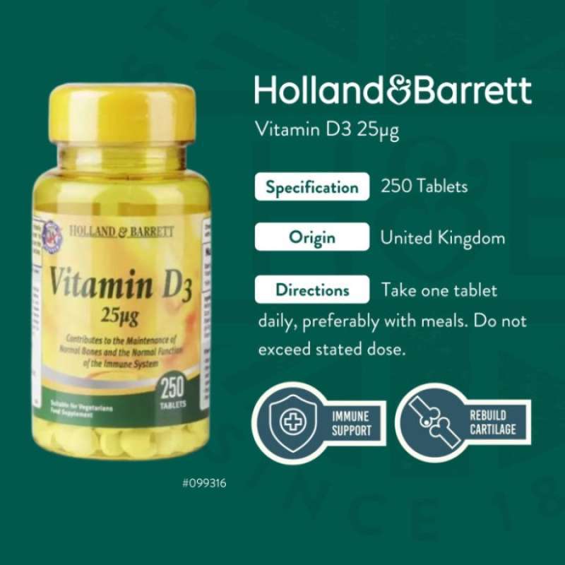 Jual Holland & Barrett Vitamin D3 250 Tablets Di Seller Anes Medika ...