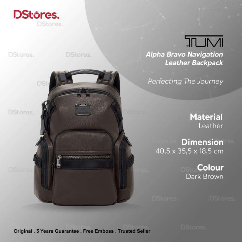 Promo TUMI Alpha Bravo Navigation Leather Backpack Dark Brown Diskon