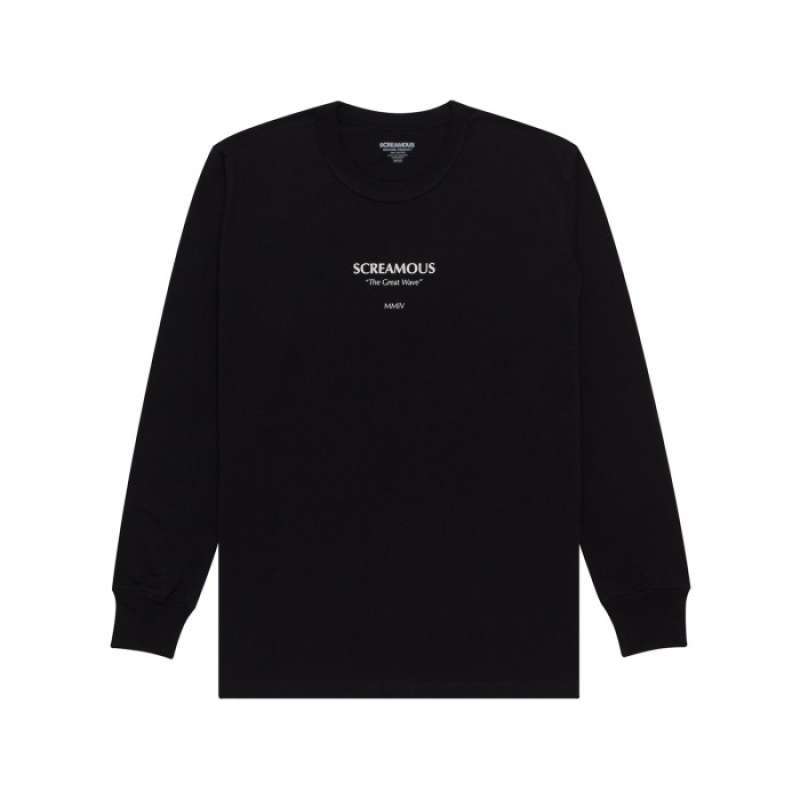 Promo Screamous Kaos Lengan Panjang THE GREAT WAVE BLACK, M S