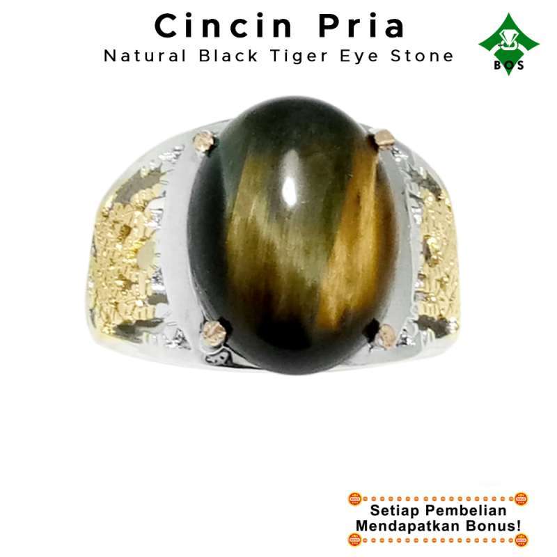 â Bos Cincin Pria Batu Akik Natural Black Tiger Eye Stone ...