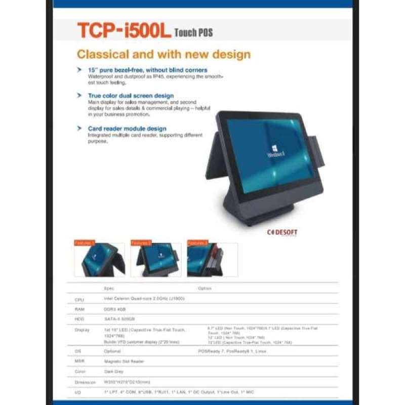 Code Soft Tcp Jual Paket Mesin Kasir All In One Pos Touchscreen Codesoft Tcp-i500 ...