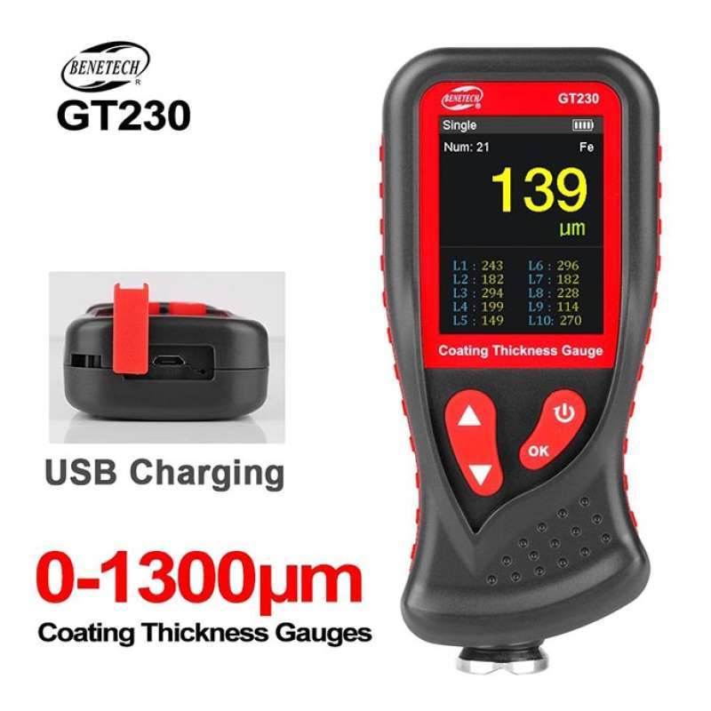 Jual Coating Film Thickness Gauge Benetech GT230 Paint Meter Tester Cat ...