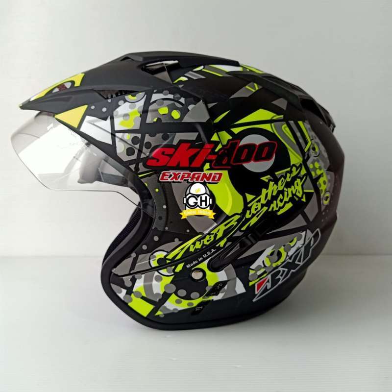 Jual Helm Motor SNI BXP Original 2 kaca (Double visor) Skido Yellow