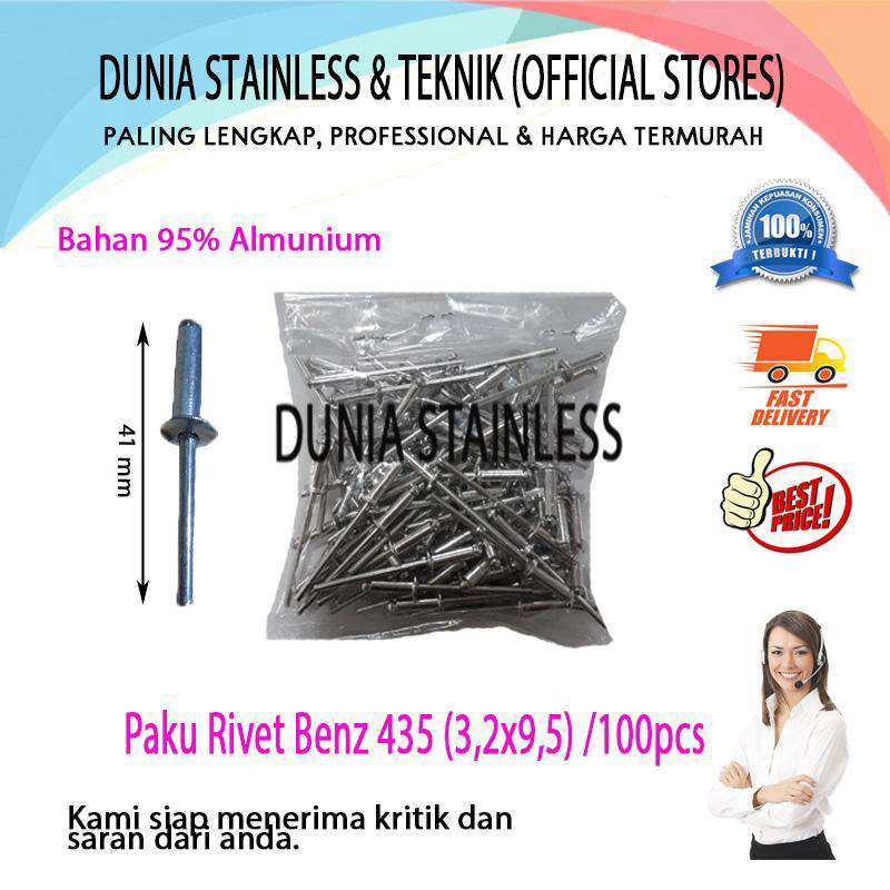 Benz Rivets Jual Paku Rivet Benz 435 3,2 X 9,5 /100pcs 95% Almunium Alat Alat ...