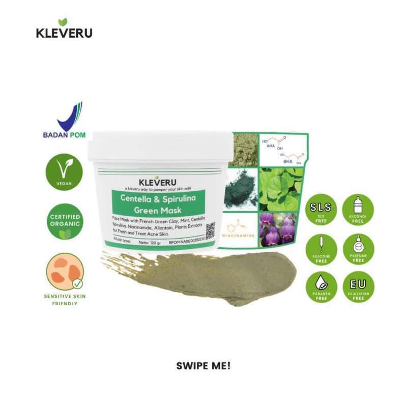 Jual Kleveru Centella And Spirulina Green Mask Di Seller Val's Beaute