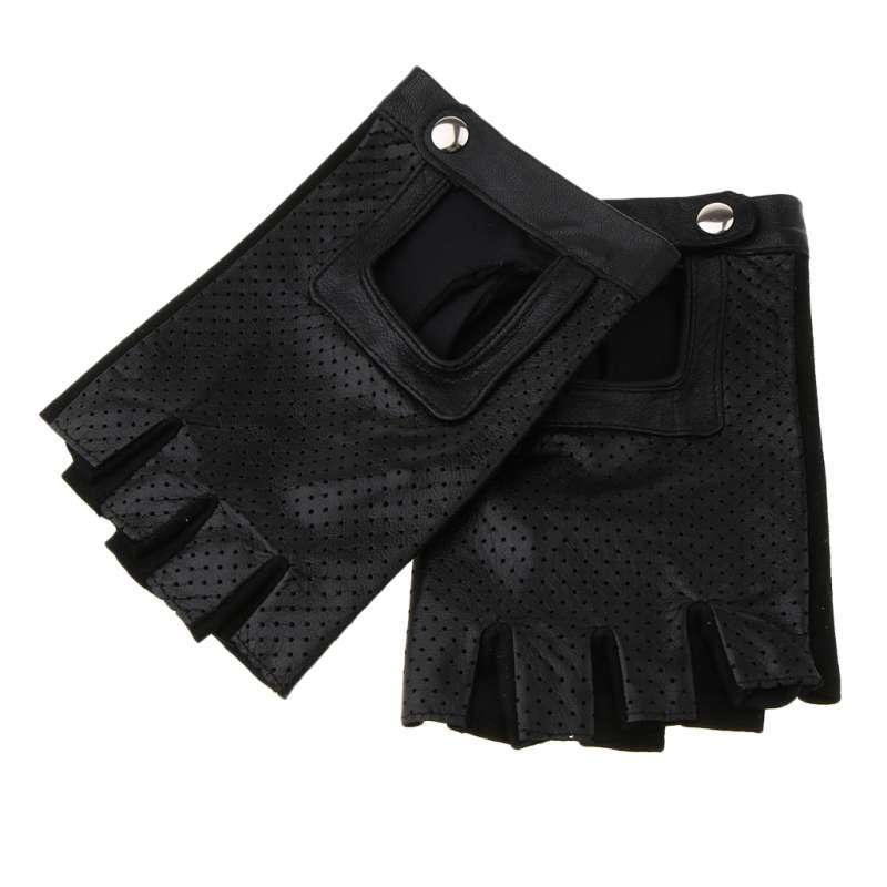 Promo Retro Real Leather Men Fingerless Outdoor Driving Cycle Gloves