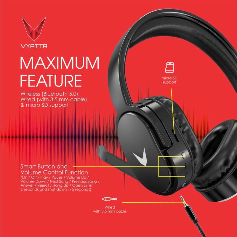 Jual Vyatta Big Boom Gaming Headphone Ultra Bass Bluetooth 5.0/ Aux ...