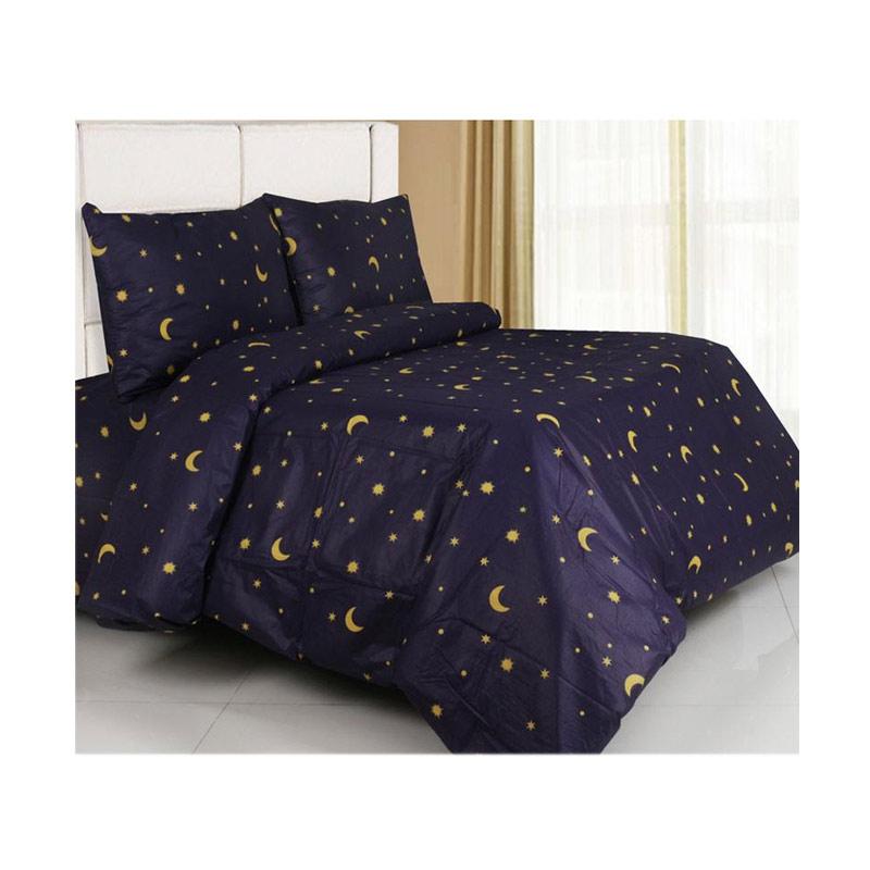 Jual Ellenov Motif Starry Night Set Sprei dan Bed Cover Navy di