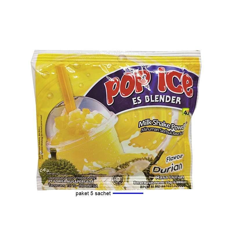 Promo POP ICE Milk Shake Powder Rasa DURIAN PAKET 5 SACHET Diskon 3