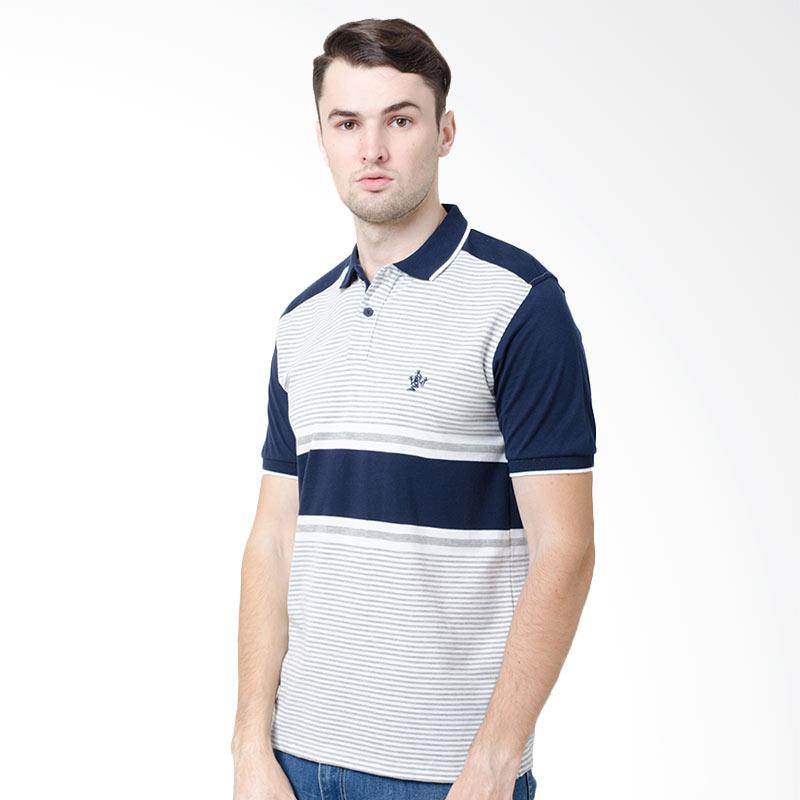 Jual Osella  Man Stripe Shirt Kaos  Polo Pria Navy Online 