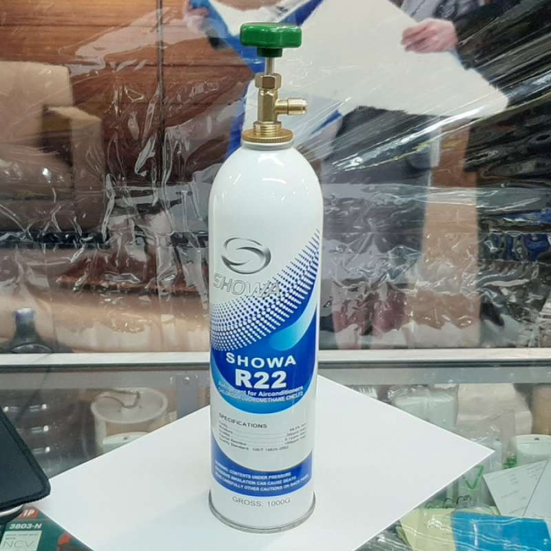 Jual freon ac showa 1 kg plus kran refrigrant kaleng (Kode 005