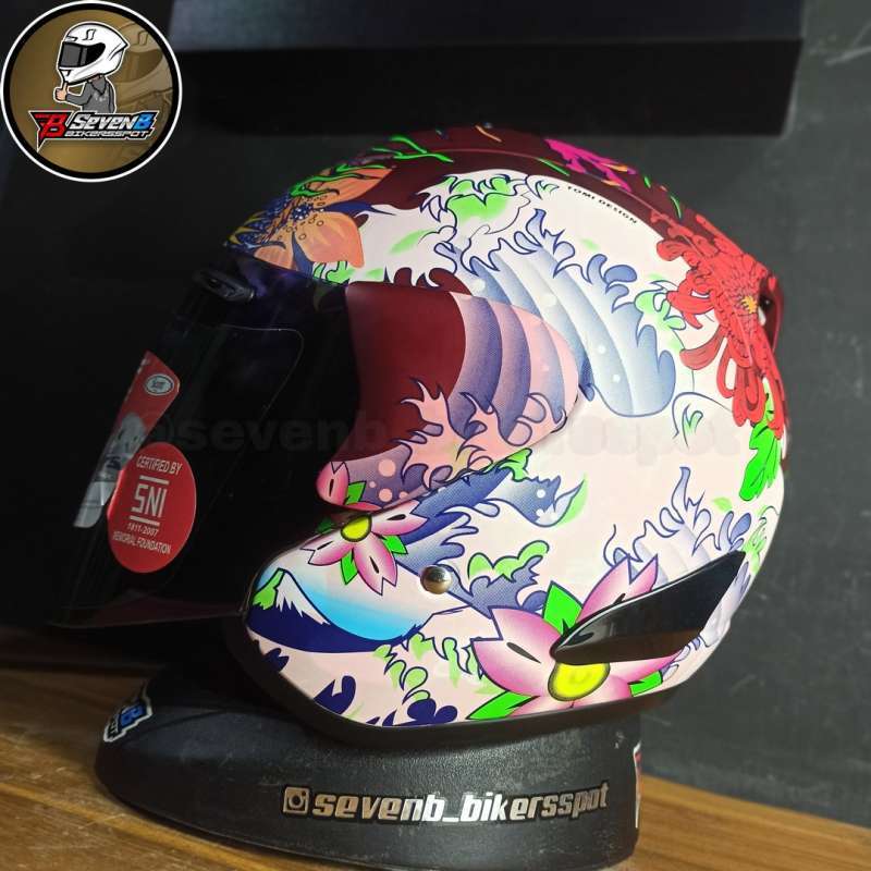 Jual HELM SCOTT ARAI HALFFACE RAM 4 MOTIF ORIENTAL RED DOFF FREE STIKER