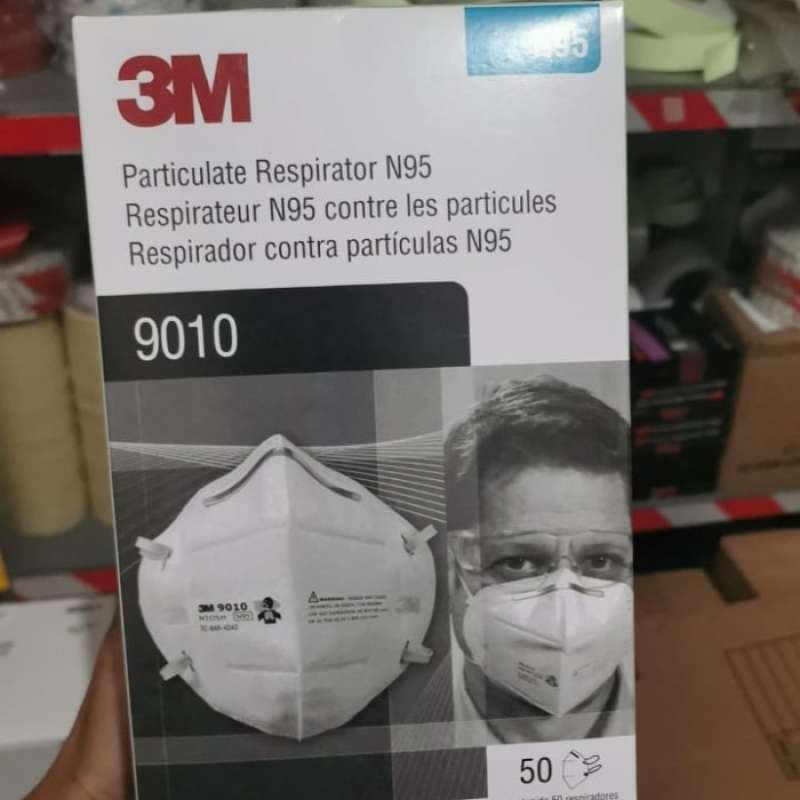 Jual 3M 9010 PARTICULATE RESPIRATOR N95 MASKER DEBU KESEHATAN 1 BOX