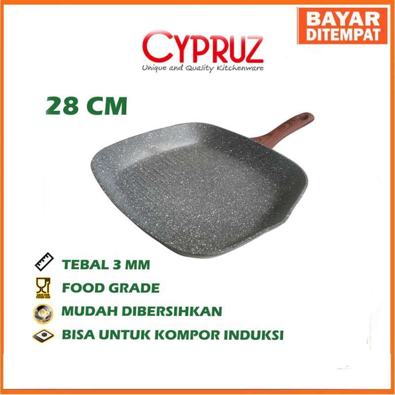 Promo WAJAN Cypruz Grilled Pan FP0648 Marble Induksi BBQ Grill 28cm