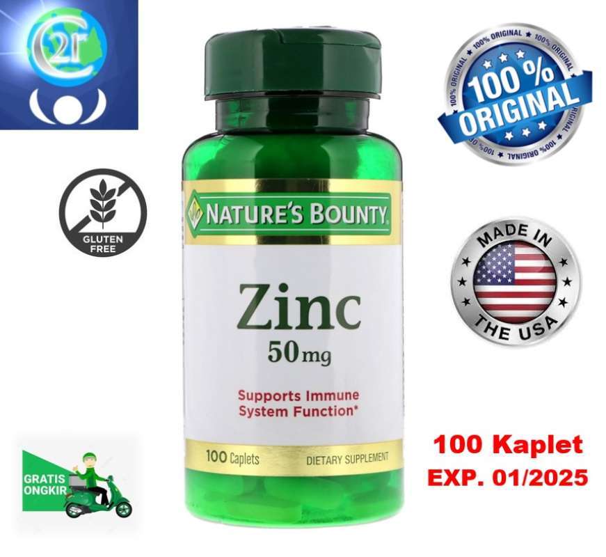 Jual Nature's Bounty Zinc 50mg Mineral untuk fungsi kekebalan tubuh isi