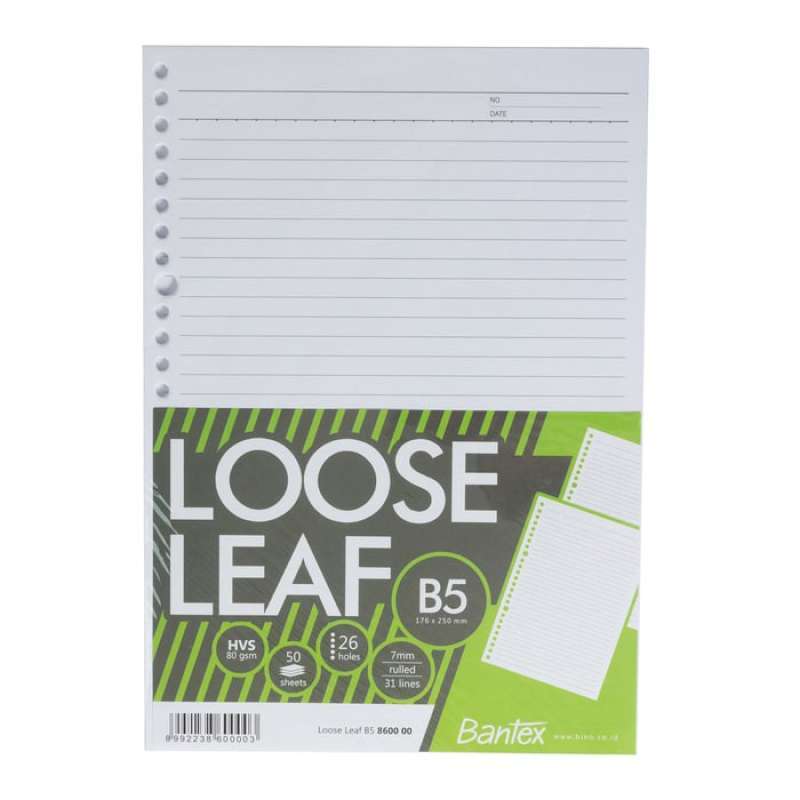 Jual Bantex Loose Leaf Paper B5 80 Gsm 50 Sheets 26 Holes 8600 00