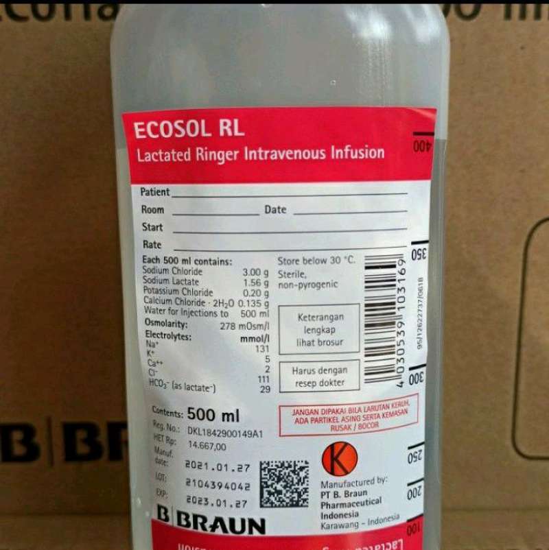 Jual Rl 500ml B braun / Rl infus 500ml B braun / Cairan infus Rl 500ml ...