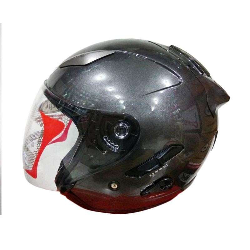 Jual HELM KYT GALAXY ABU TUA GUN METAL KYT HALF FACE KYT DOUBLE VISOR