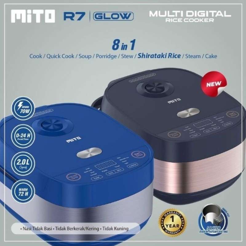 Promo Mito Digital Rice Cooker R7 Glow 8in1 2 Liter Diskon 17 di