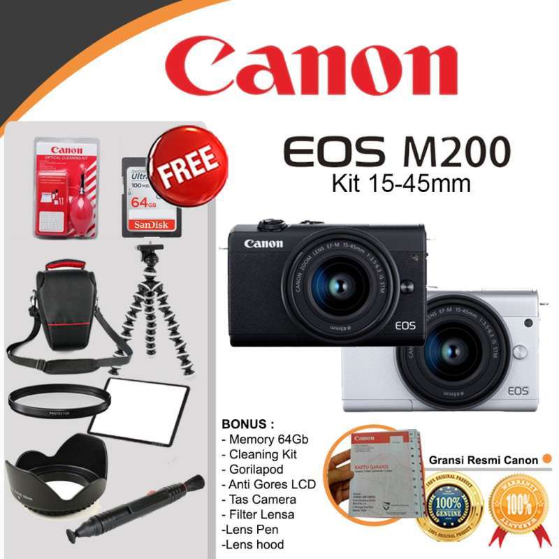 Jual Canon EOS M200 Kit 1545mm Camera Mirrorless 4k Video ORIGINAL